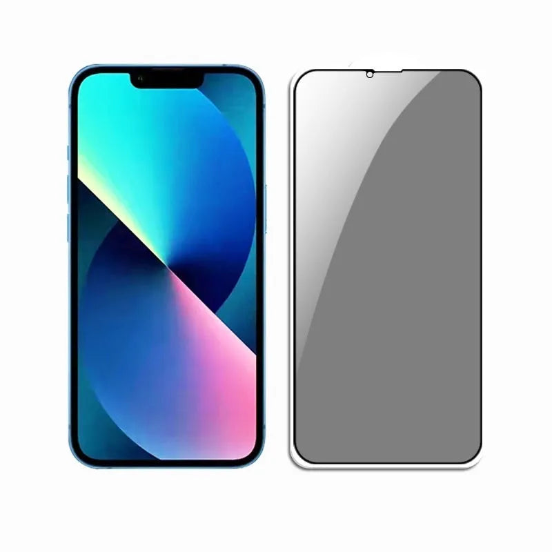 Black bare mold privacy tempered glass screen protector for iPhone, full-screen peep-proof film