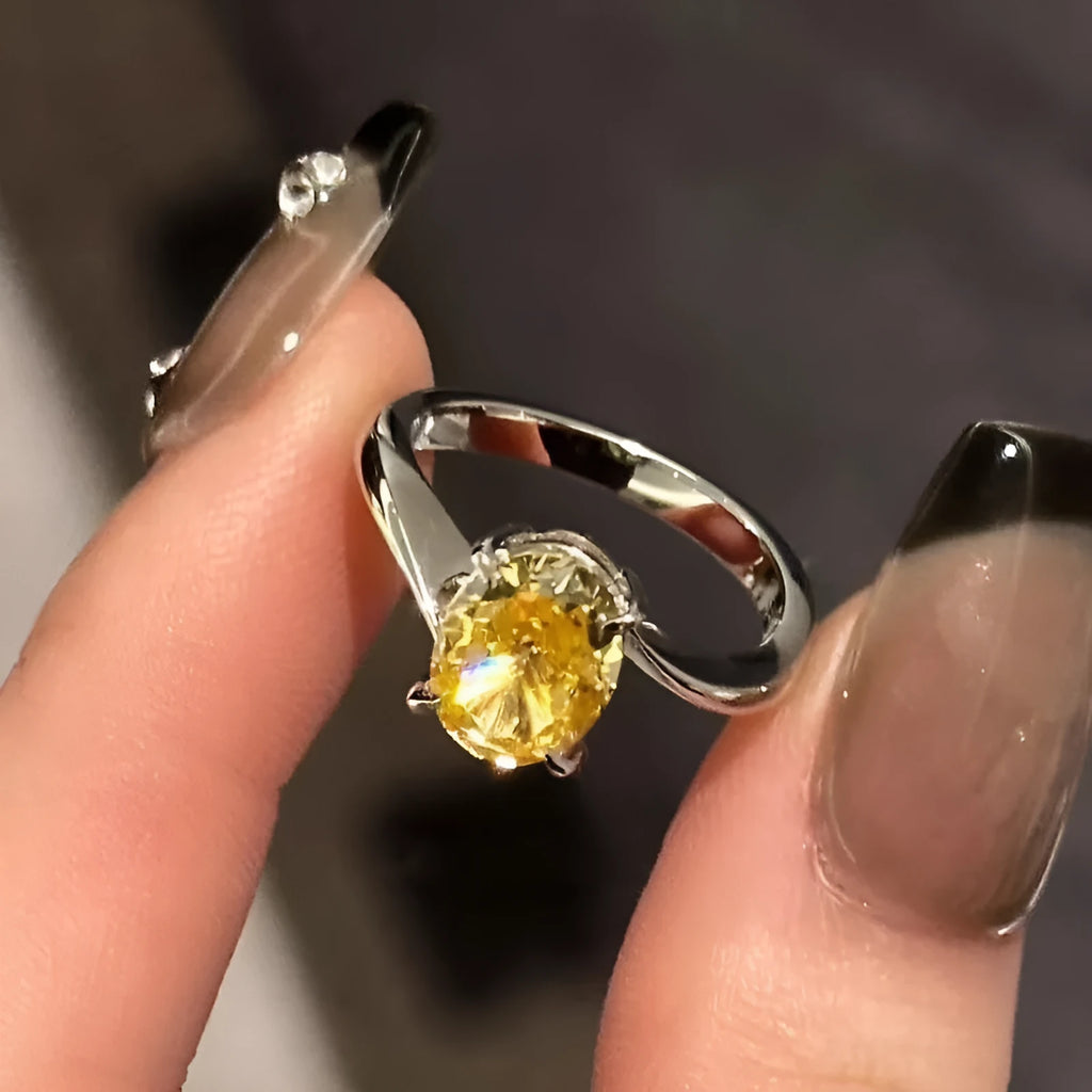 Women's copper ring with yellow rock sugar colour finish showing Seiko treatment