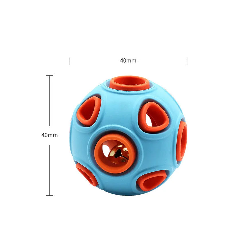 Luminous sounding dog toy ball in rubber with blue glow effect, medium size