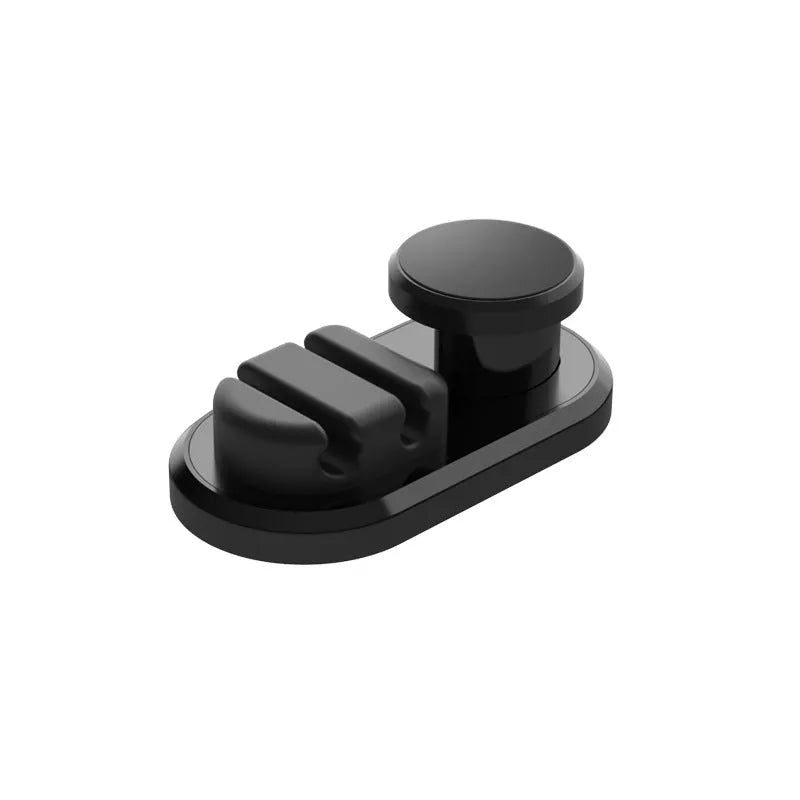 Dark green car data cable storage hook made of ABS silicone showing compact dimensions