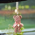 Violent bear car rearview mirror pendant with crystal rhinestones in black, white, and pastel colours