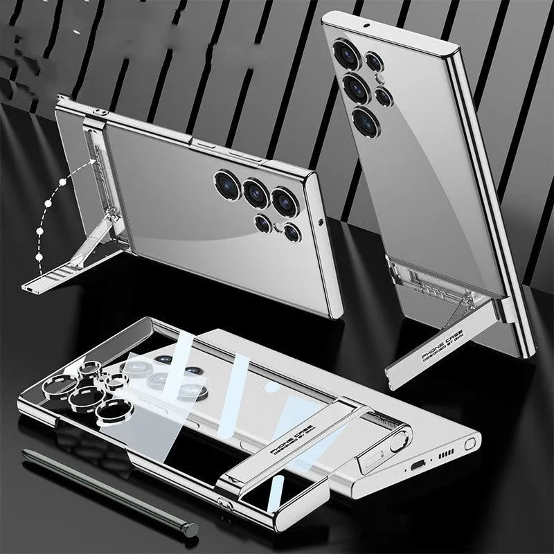 Transparent electroplating PC back cover for Samsung S23 Plus and S23, phantom bracket, four colours