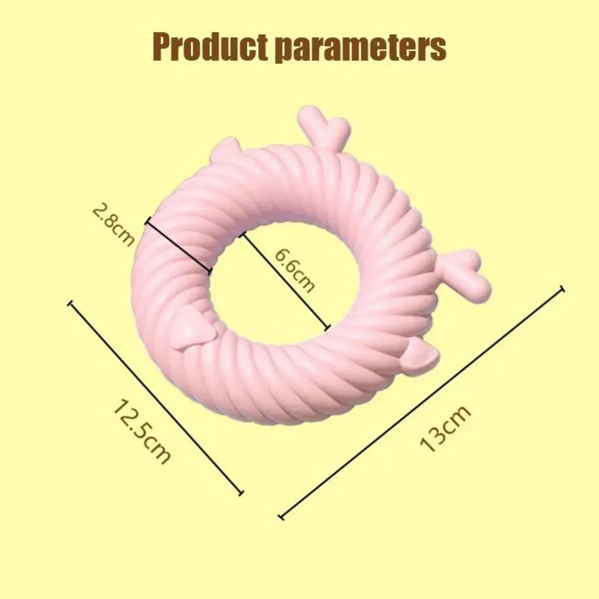 Deer-shaped dog teething toy with spiral grooves in blue, pink, or green colour options
