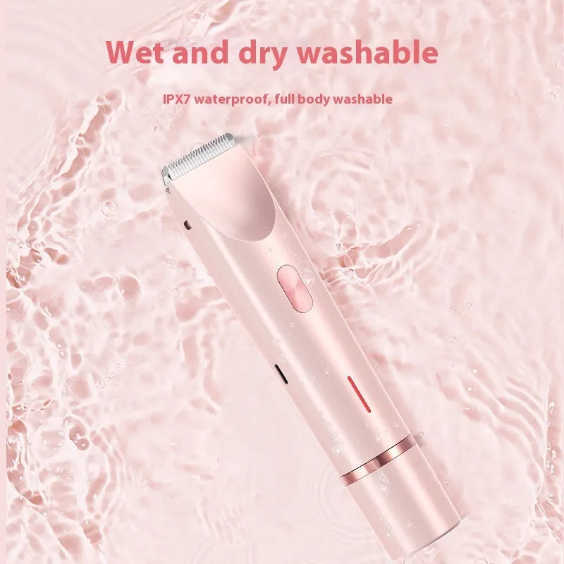 Pink women's electric hair remover with double head design for body grooming