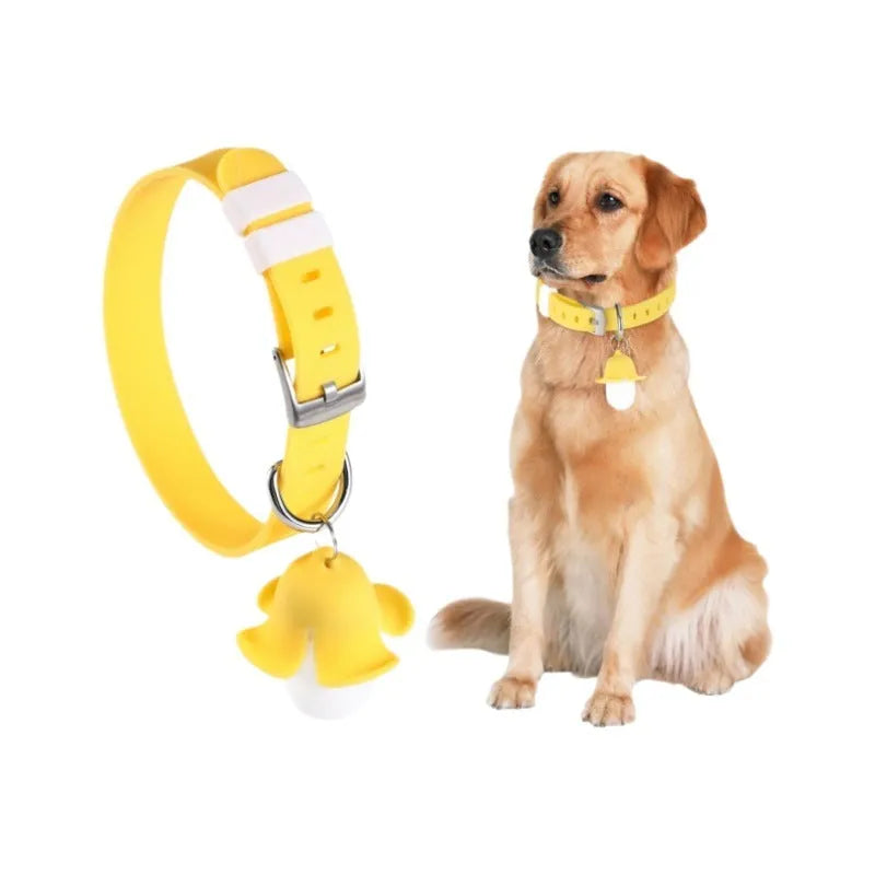 Yellow banana-shaped USB rechargeable dog collar light with luminous design for night walking