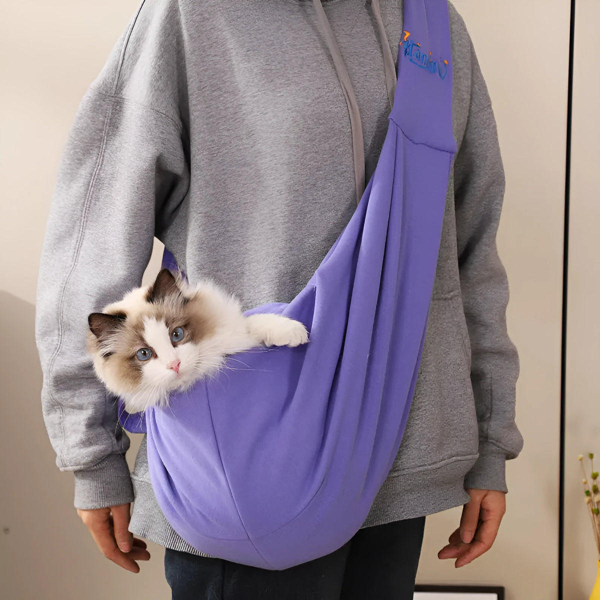Convenient cotton breathable large capacity dog bag pet backpack in solid colour