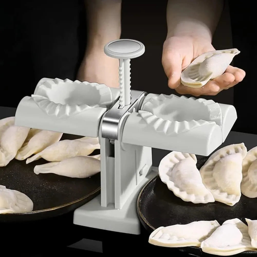 White double head dumpling mould manual press with anti-slip rubber base