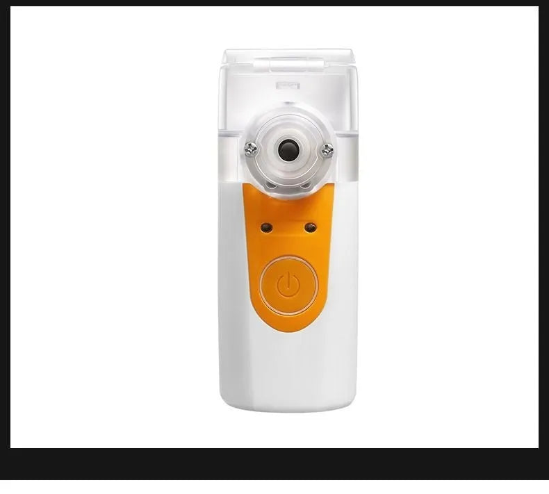 Handheld column-shaped USB nebuliser spray machine with water tank for household and children's use.