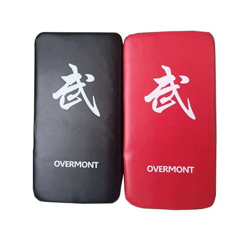 Red martial arts boxing kick target pad with hand-sewn construction for combat training