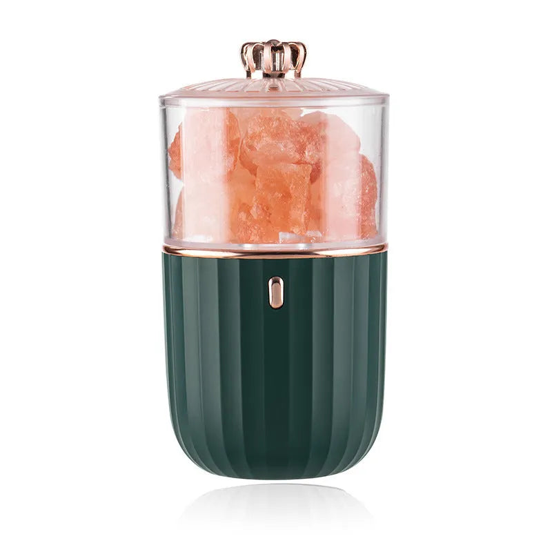 Household aromatherapy purification lamp with salt stone, plastic lampshade, colourful LED, blue colour, for vehicle or desktop