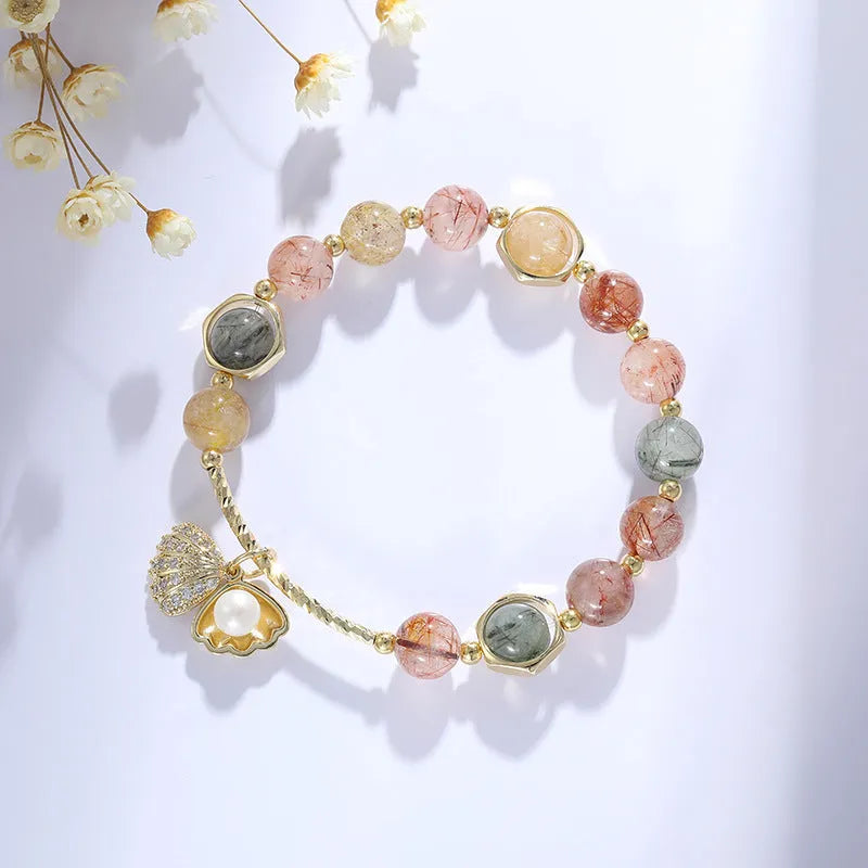 Colourful cartoon animal zodiac crystal shell bracelet for women with electroplated finish