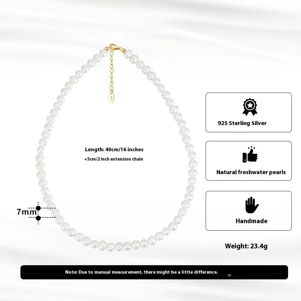 Women's adjustable sterling silver necklace with a 6-7mm freshwater pearl pendant.