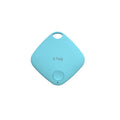 Small black Bluetooth key finder tracker on a keyring next to a smartphone showing location app.