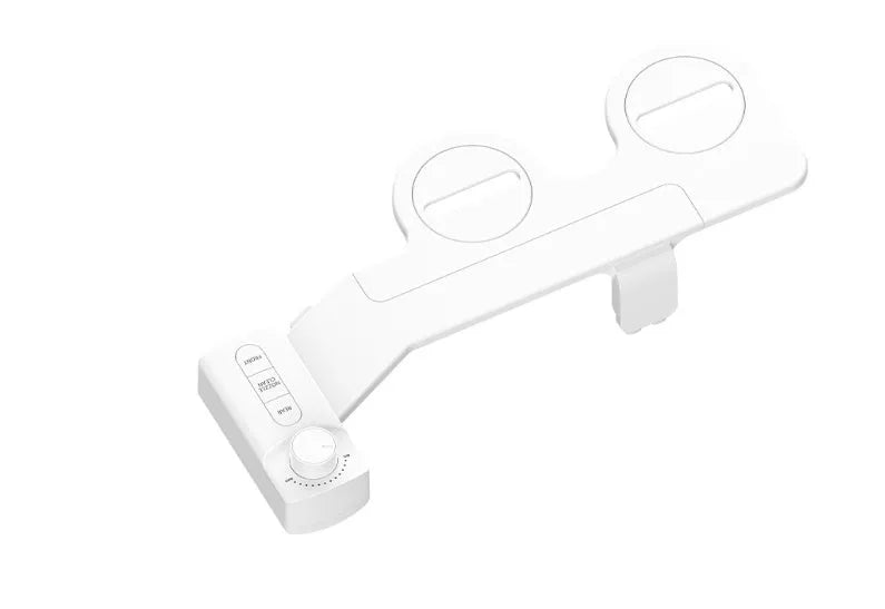 Rinse Pro pure white bidet attachment kit with brass fittings and removable cleaning nozzle on a white background