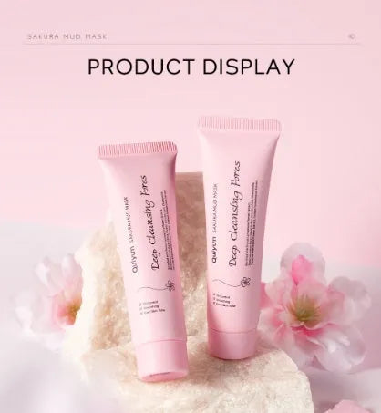 Single 30g sachet of cherry blossom mud facial mask on a plain background.