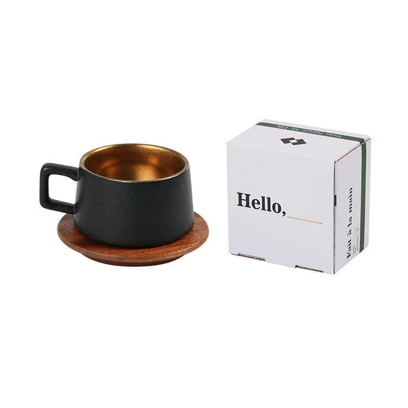 Afternoon tea gift tumbler coffee cup suit with gold-plated gift box packaging