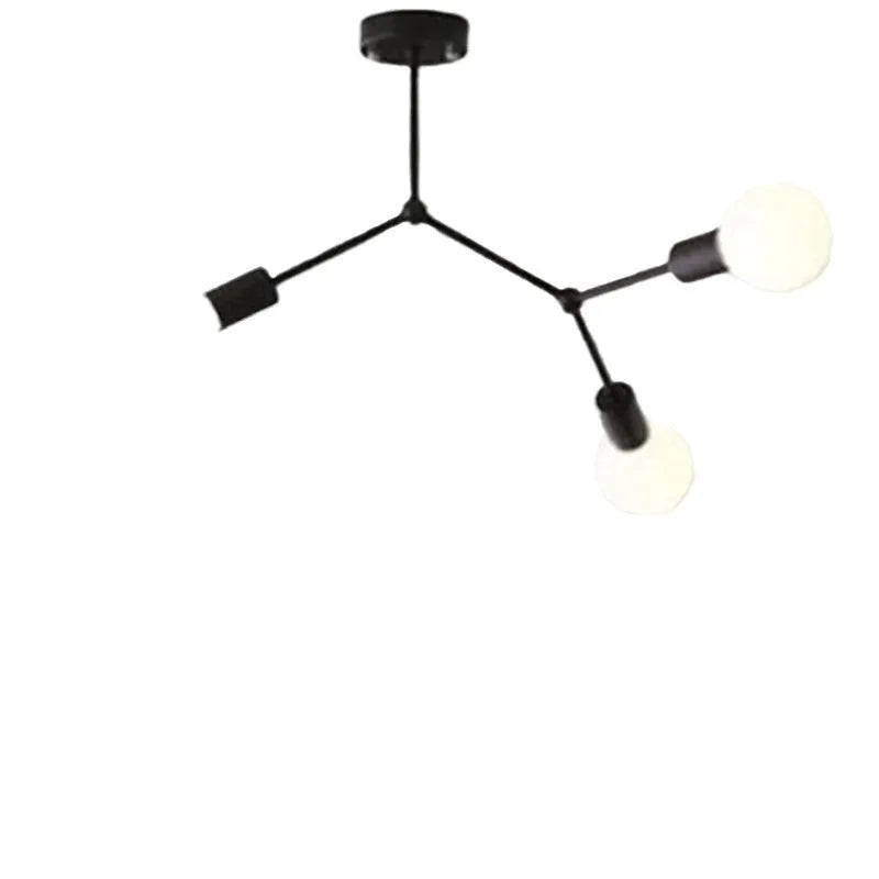 Nordic style iron chandelier ceiling lamp with multiple heads in black or white finish.