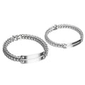Engraved titanium steel couple bracelet with custom names in gold finish