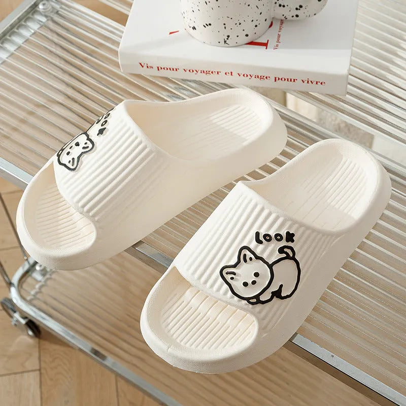 Women's cat slippers with thick EVA platform sole in multiple colour options