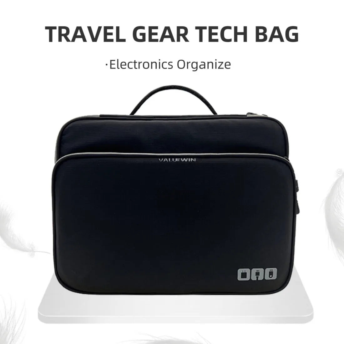 Grey three-layer travel storage bag with 20L capacity for business travel organisation
