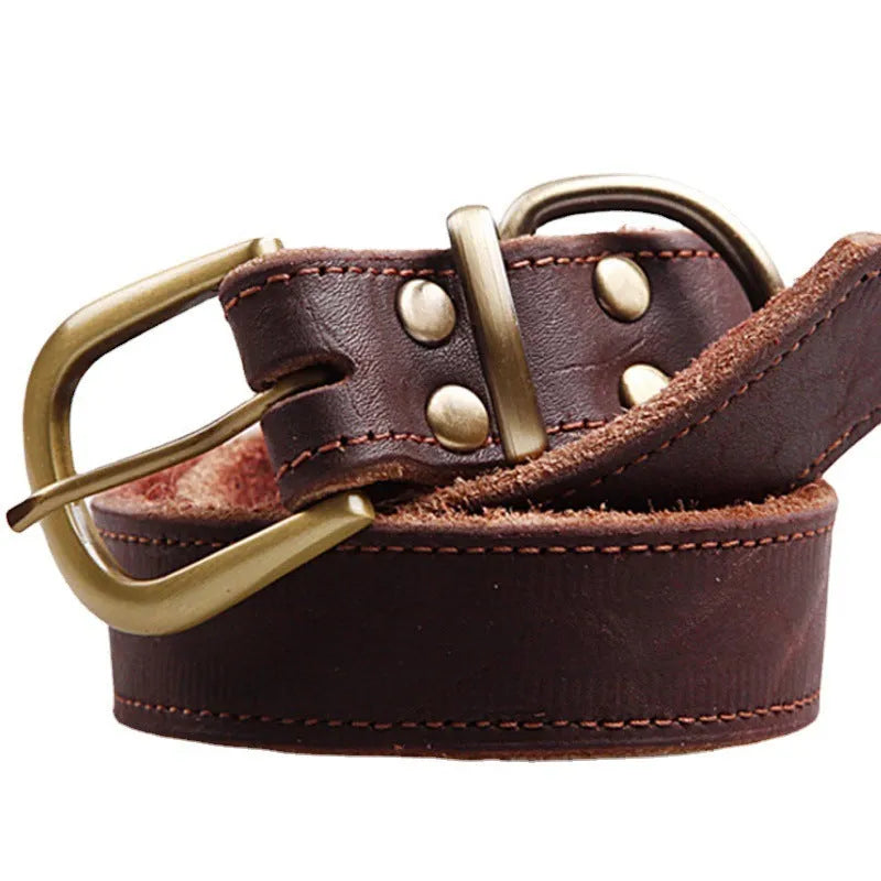 Cowhide pet collar for small and medium dogs in original leather colour, size 24CM-30CM