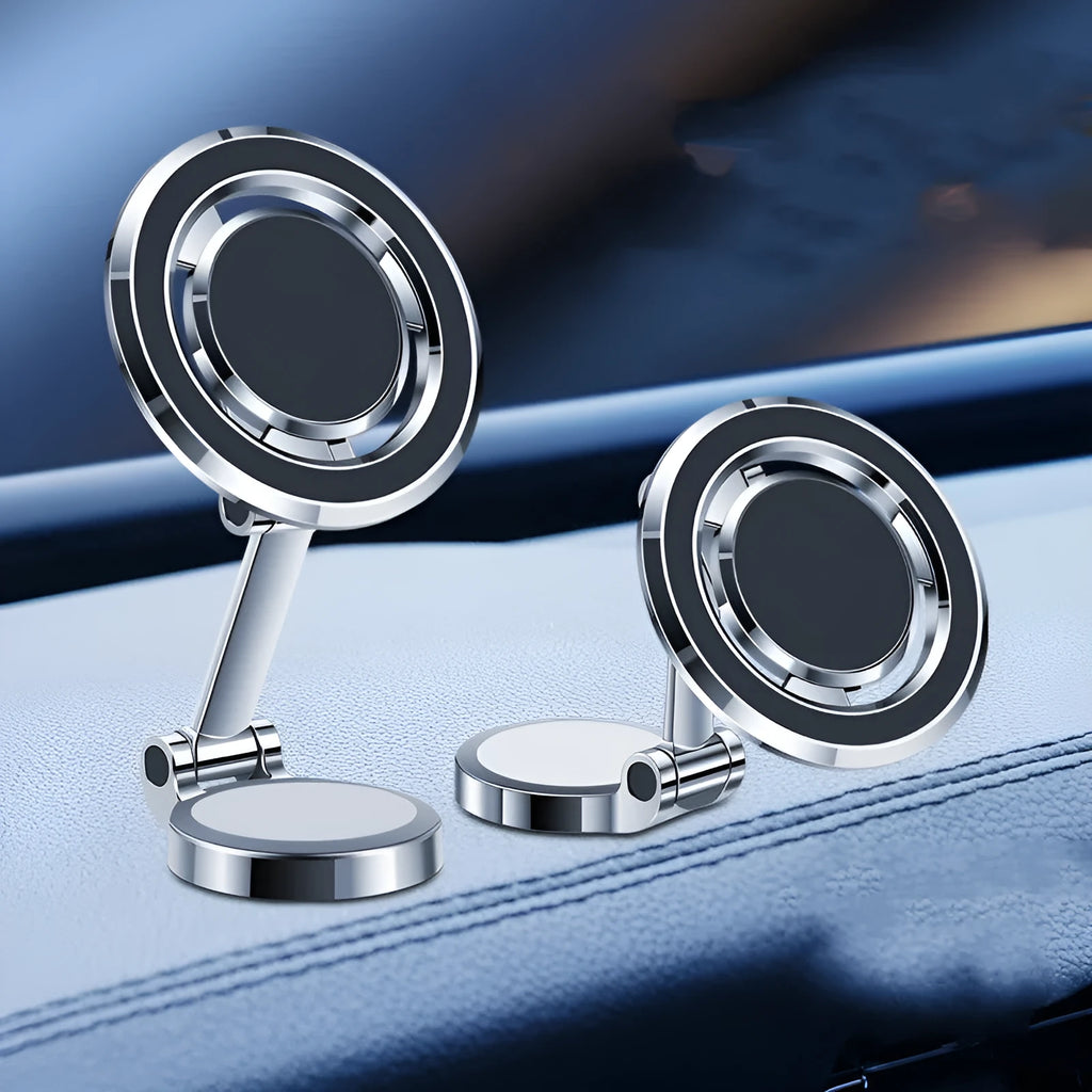 Car mobile phone holder with flexible clip and 360-degree rotation on centre console
