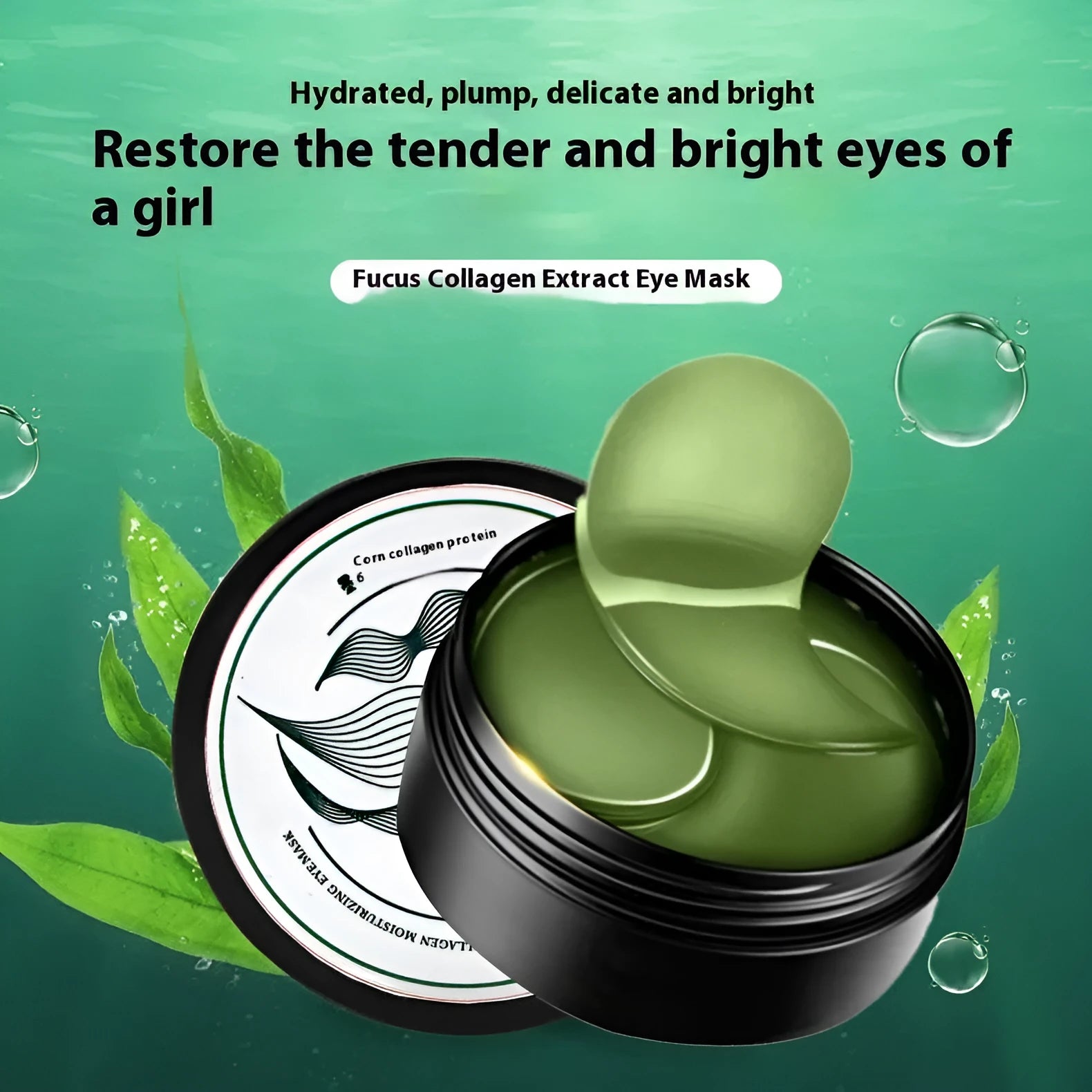 Seaweed extract eye mask 60 tablet pack with collagen essence and sodium hyaluronate