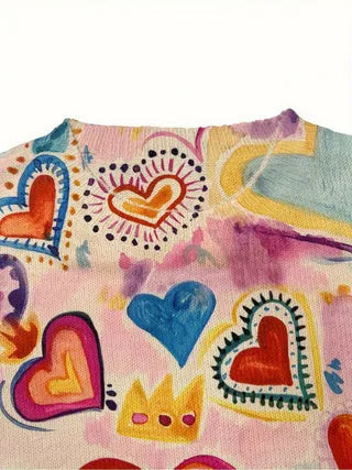 Women's loose fit printed top with lapel collar available in sizes S through 5XL
