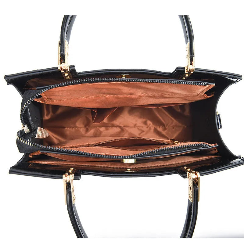 PU leather one-shoulder handbag in horizontal square shape showing colour options