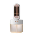 Small black and white humidifier fan with oscillation feature and USB-C charging port