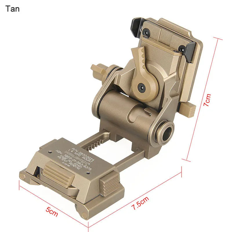 Metal alloy L4 G24 NVG helmet mount with OPS breakaway base in dark earth colour