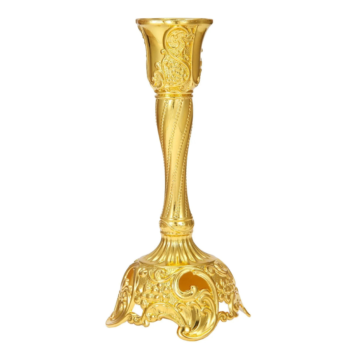 Small retro metal candlestick holder in gold or silver for wedding and candlelight dinner table decor