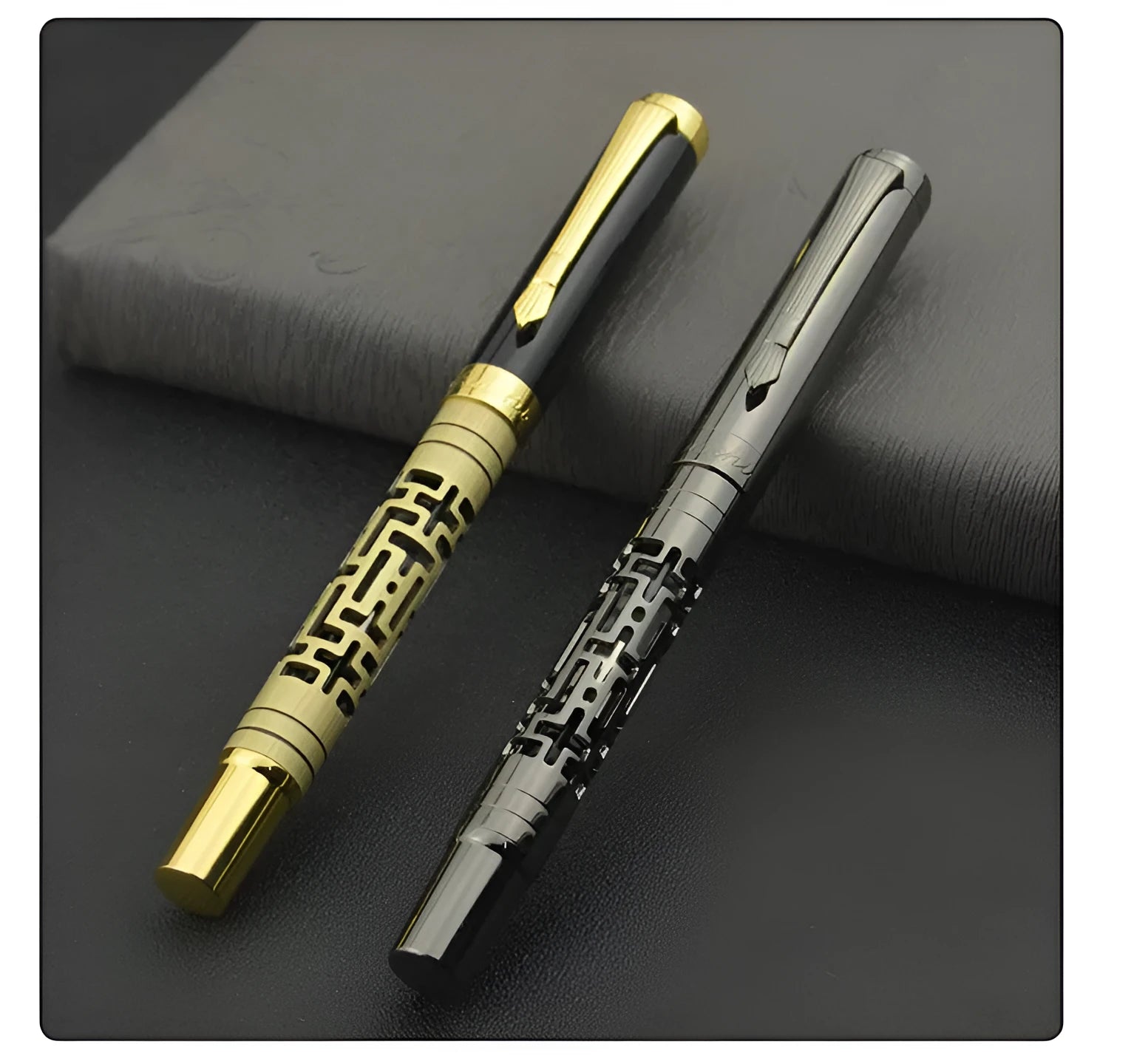 Metal luxury fountain pen with iridium nib, rotating ink-sucking system, 0.7mm big tip, black colour