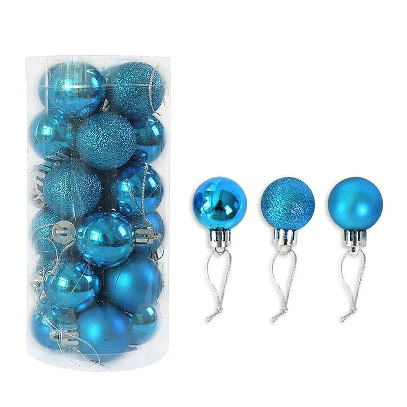 Shiny matte electroplated barrel-shaped plastic Christmas bauble in assorted colours, 6cm diameter.