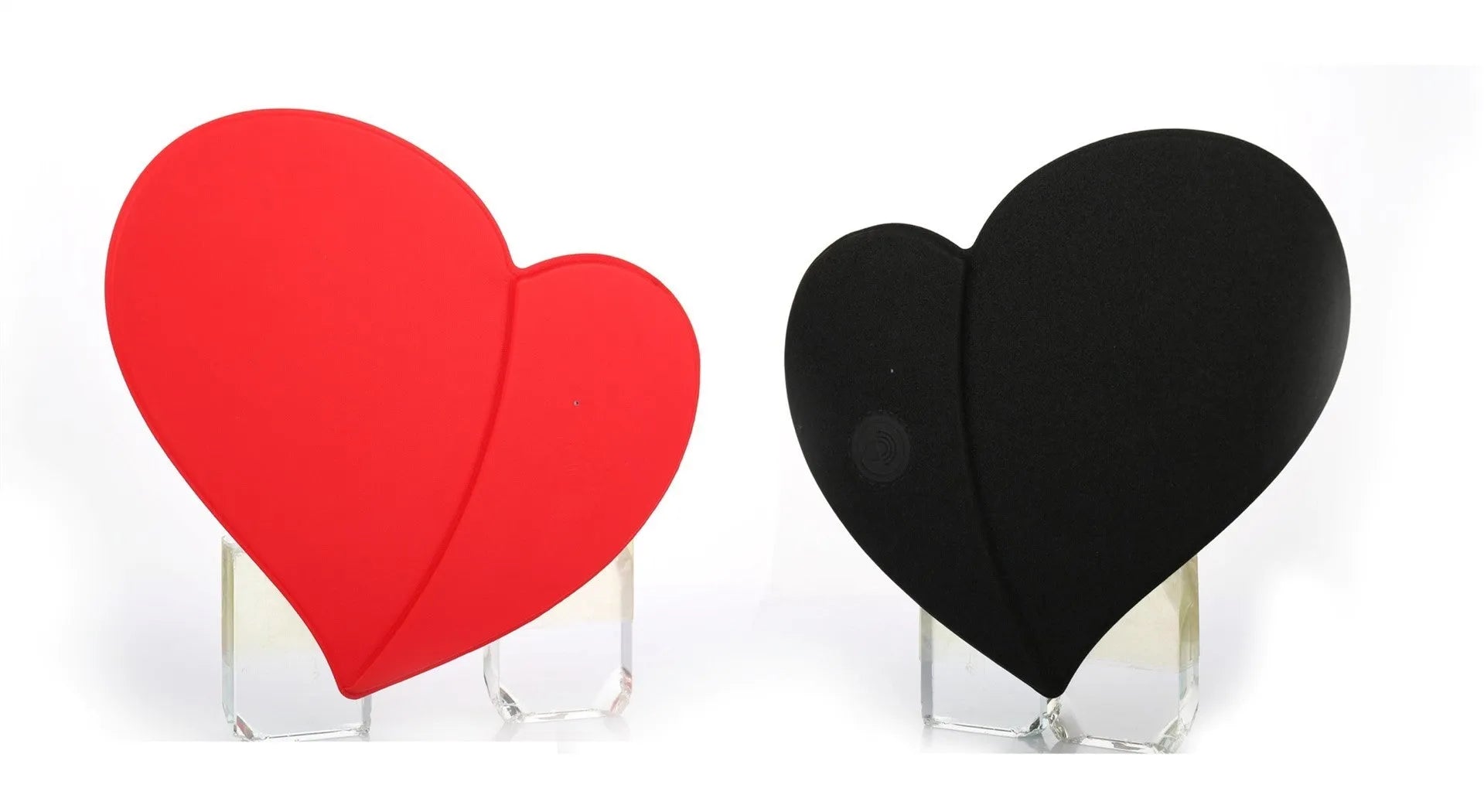 Heart shaped leather wireless charging mouse pad in black with USB cable