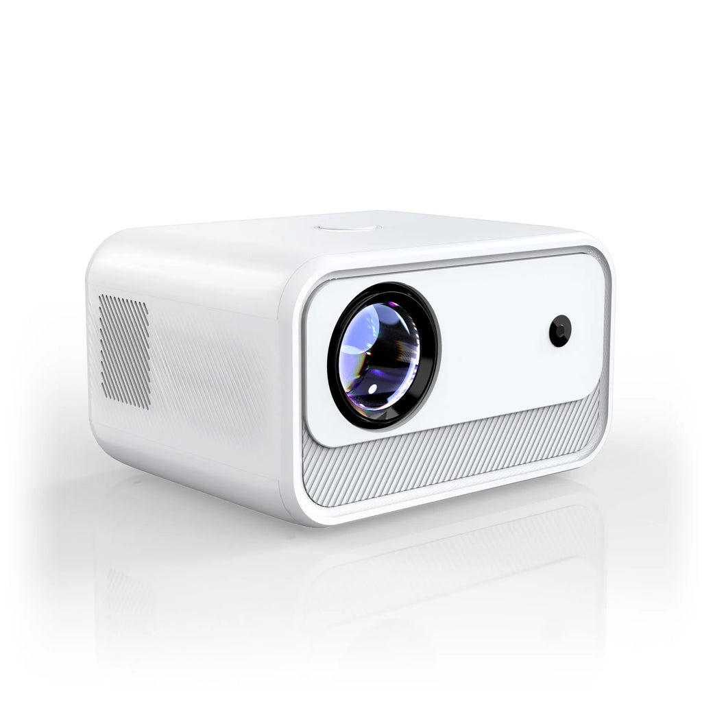 White home office HD projector with 1080p resolution and electric focus