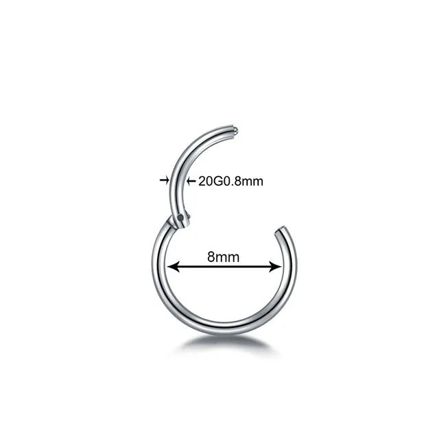 G23 titanium segment hinged clicker ring for septum nose piercing in rainbow colour finish