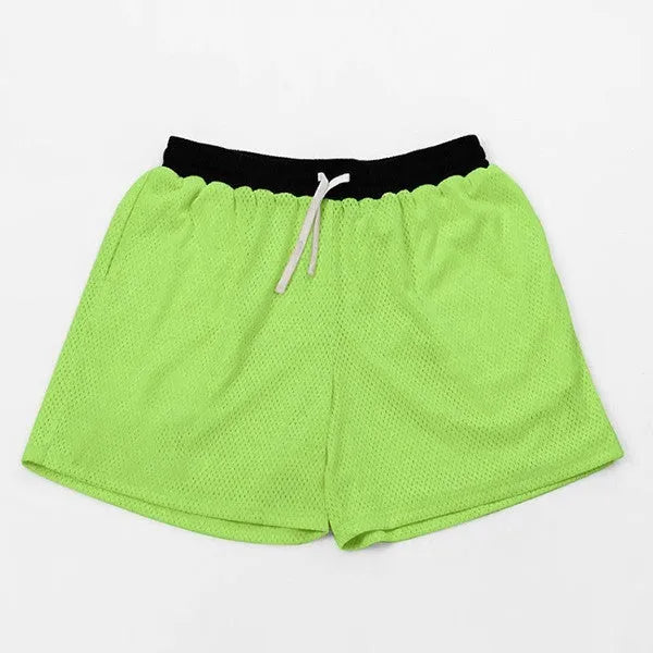 Men's mesh athletic shorts in solid colours with quick-drying fabric for summer workouts