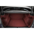Leather trunk mat for Tesla Model 3 or Model Y boot in black, brown, or wine red.
