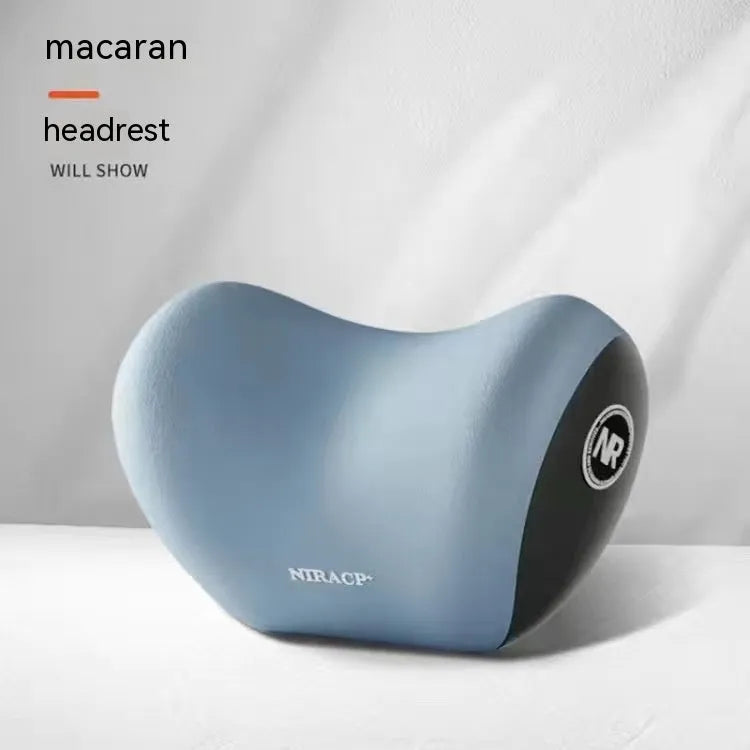 Black memory foam car headrest and lumbar support pillow set with milk silk cover.