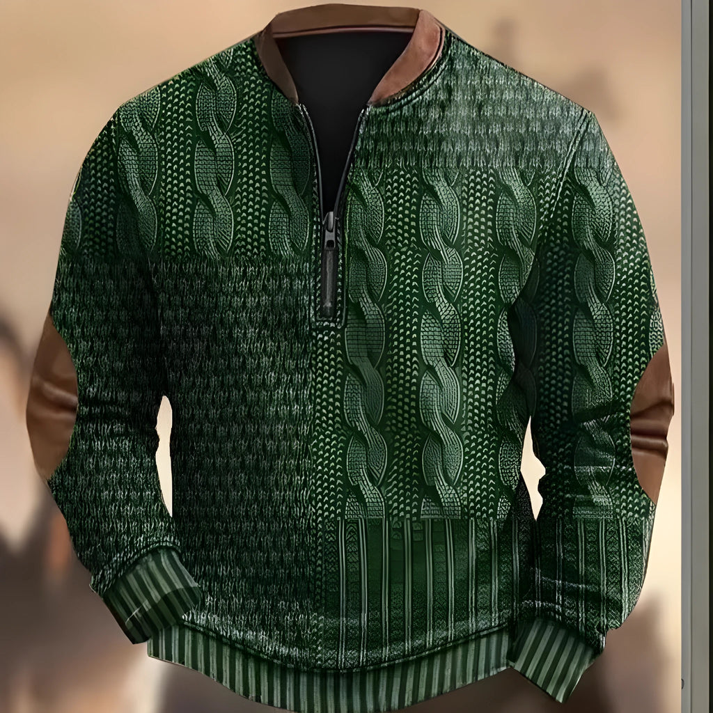 Men's casual checkered printed half zip hoodie loose fit polyester cardigan street tide style