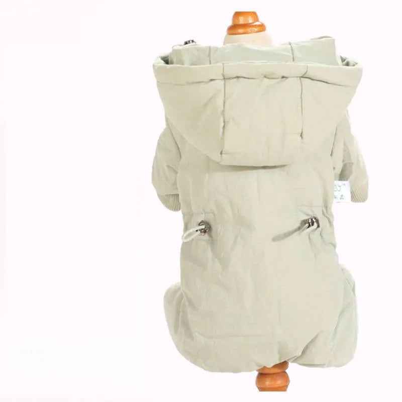 Autumn winter four-leg small dog padded cotton coat in grey loose fit thick lining