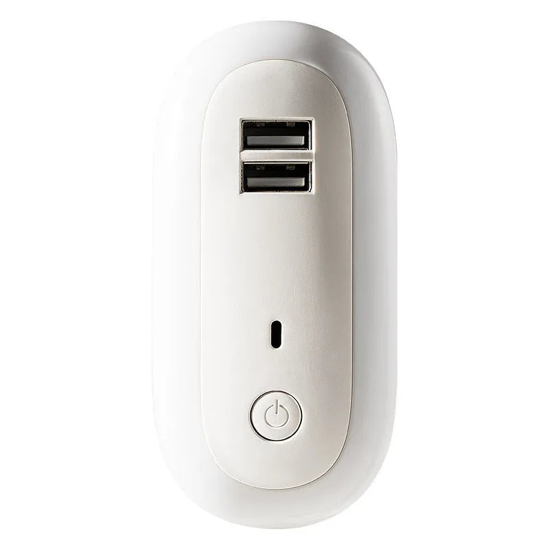 Oval wall night lamp with dual USB ports and remote control, 50x61x104mm, ABS and PC construction