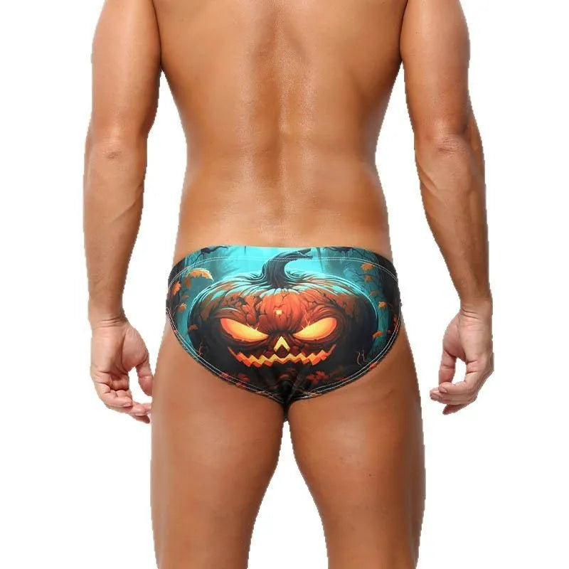 Men's digital printed low waisted polyester shorts in quick-drying breathable fabric