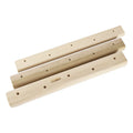 Set of three solid wooden grip strength training fingerboards in 12cm, 40cm, and 50cm lengths.