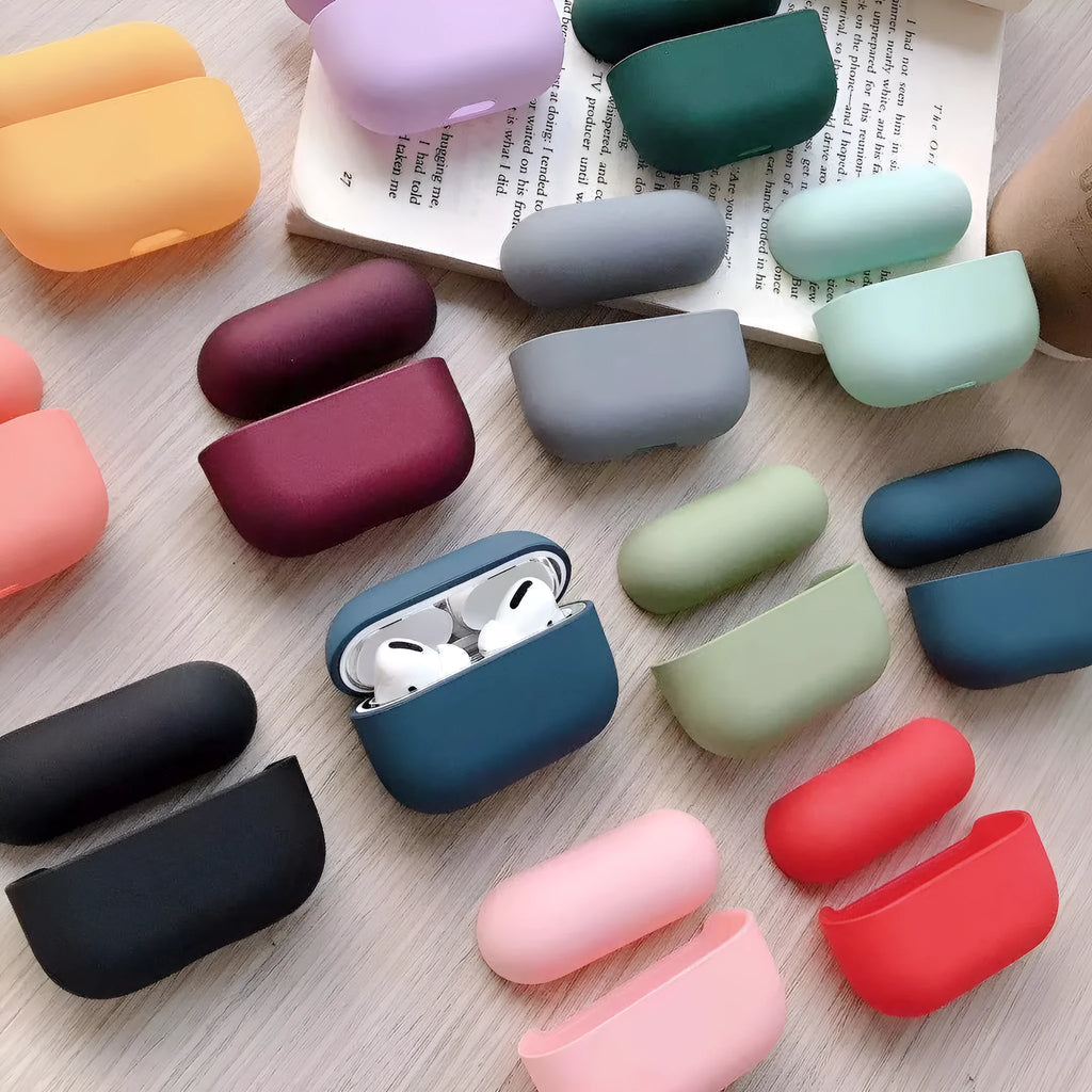 Plastic protective case for Apple AirPods Pro and AirPods 3 headphones in multiple colour options.