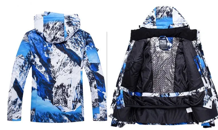 New waterproof warm ski suit for men and women, blue and red options, nylon lining, cotton fillers, sizes M to 3XL