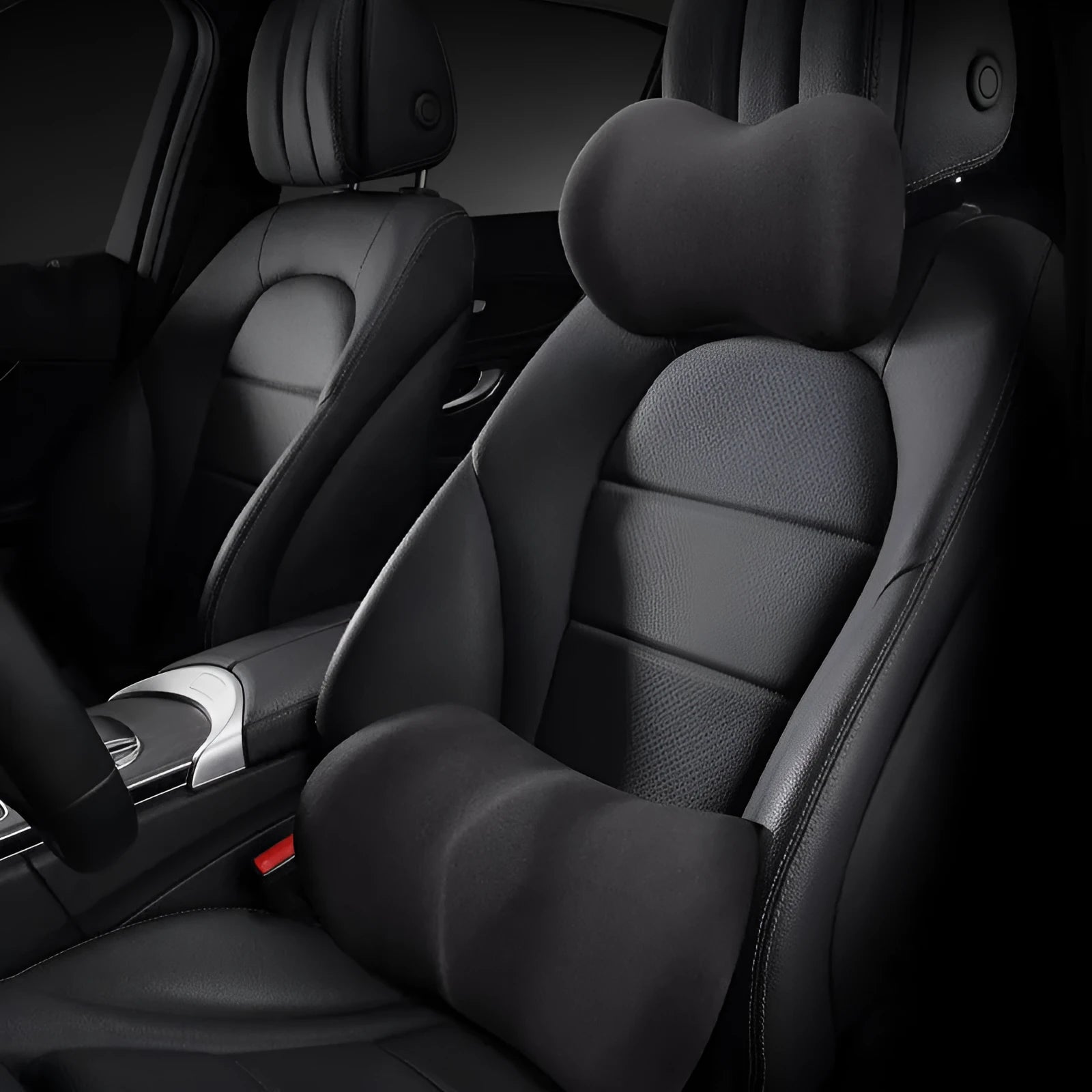 Car seat headrest pillow and lumbar support cushion set in one of five colour options