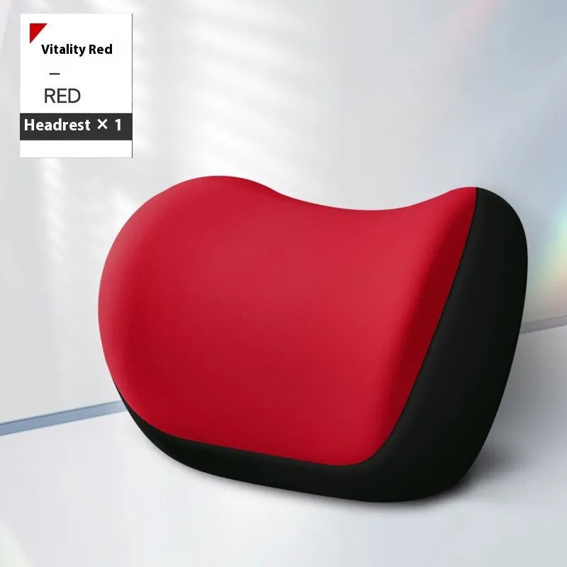 Memory foam car waist cushion in vitality red with elastic fabric cover for lumbar support