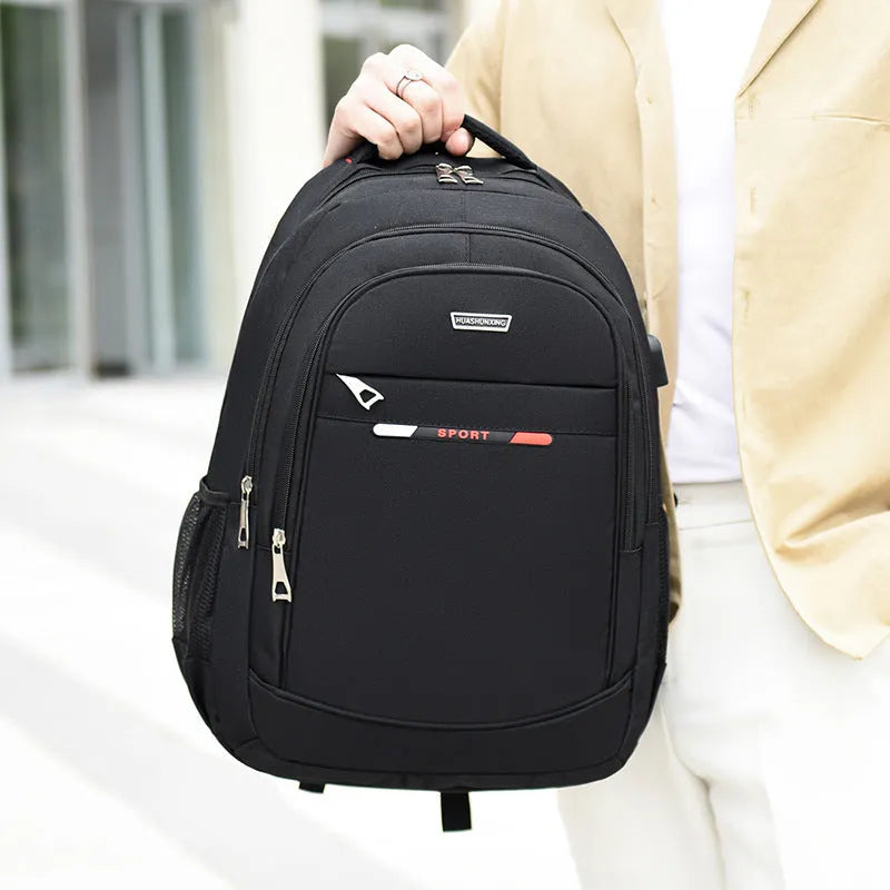 Men's large capacity Oxford cloth backpack, 33 x 47 x 17cm, red green blue, business travel rucksack